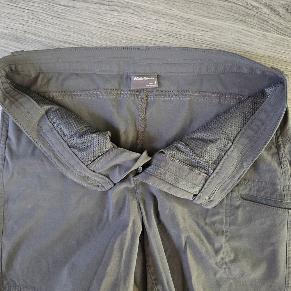 Eddie Bauer Guide Pro Shorts Womens 8 Gray Hiking Outdoor Stretch Cargo Nylon - Picture 4 of 10
